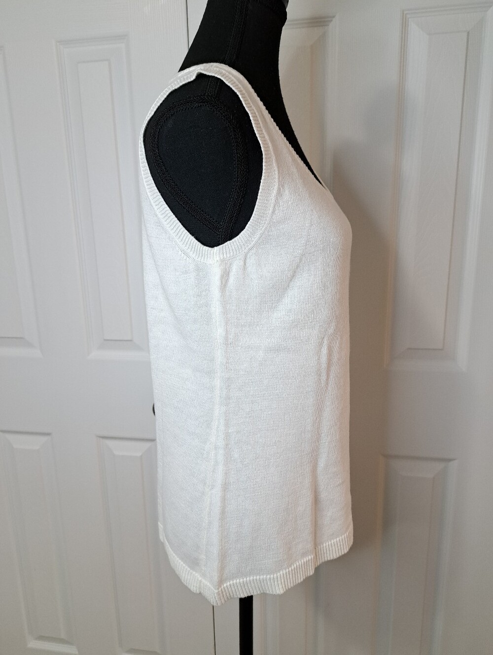 Talbots Petites Sleeveless Knit Sweater White Size Medium Linen Cotton Classic - Picture 3 of 13